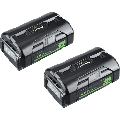 2 Stück 8000 mAh 40 V Lithium-Akku, Ersatz für Ryobi 40 V Akku, kompatibel mit 40 V Ryobi Akku OP4015 OP4026 OP40201 OP40261 OP4030 OP4040 OP40401 OP4050 OP40501 mit LED-Anzeige (8000 mAh-1) (1/5)