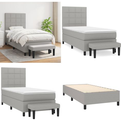 Boxspringbett mit Matratze Hellgrau 90x200 cm Stoff - Boxspringbett - Doppelbett - Bettenrahmen - Schlafsofa - Bett Mit Matratze - Home & Living (1/5)