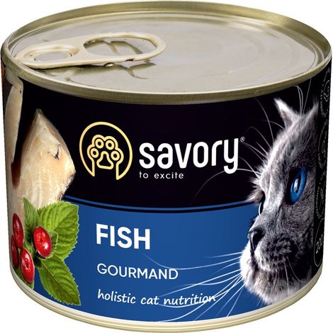Aliment humide savoureux pour chat au poisson blanc 200 g (1/3)