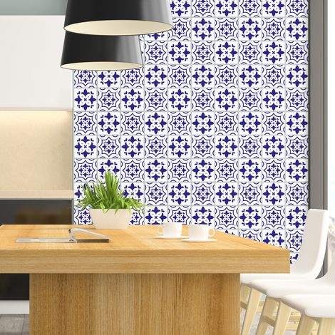 Sticker Mural Carrelage adhésif Cuisine Salle de Bain - 60 STICKERS CARRELAGES AZULEJOS ALMA - 60stickers10x10cm (1/5)