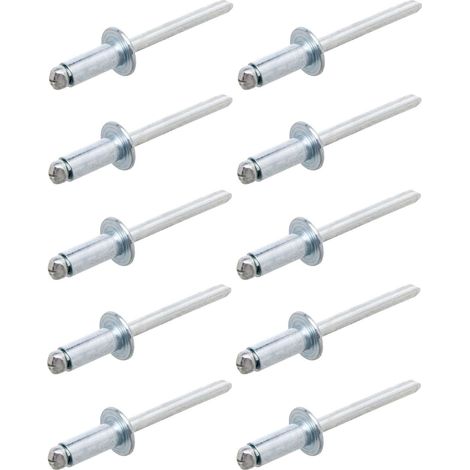 10x Rivet aveugle en acier DIN EN ISO 15979 rivet pop à rupture de tige à sertir Insert Métal Meuble Voiture Tôle Bois, Ø4 x 18mm (1/2)