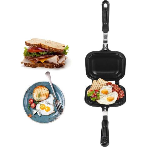Sandwichmaker Camping doppelseitig Antihaft Bratpfanne Aluminium Griff (1/5)