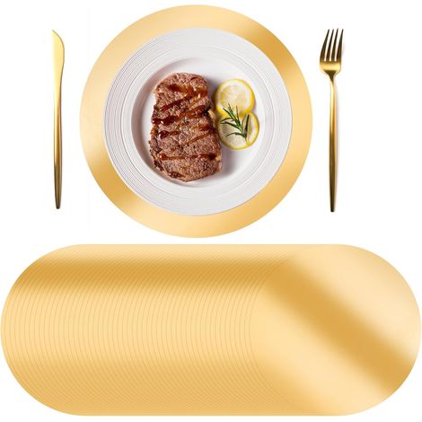 , Lot de 100 sets de table ronds dorés jetables en papier pour cuisine, fête de mariage'Parent'-'-