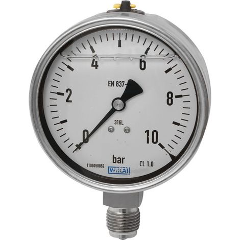 Riegler Glyzerinmanometer, CrNi-Stahl, E-Skala, G 1/2 unten, -1/+1,5 bar, Ø 160 (1/2)