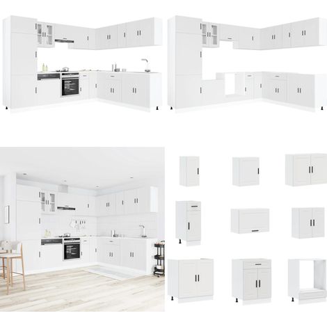 vidaXL 14-tlg. Küchenschrank-Set Porto Weiß Holzwerkstoff (1/5)