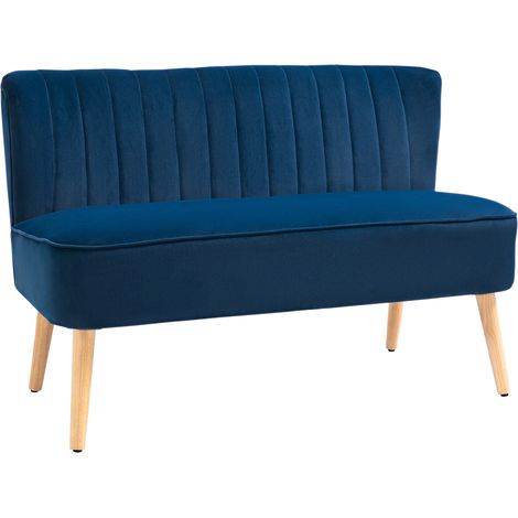 Modern Compact Double Seat Sofa with High Back Foam Padding for Soft Comfort-Stylish Dark Blue Couch for Home and Office Use