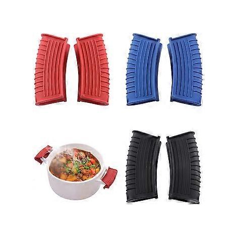 Poignées de casserole en silicone, protège-poignées, housses antidérapantes pour poignées de casserole, maniques en silicone, lot de 3 paires (1/5)