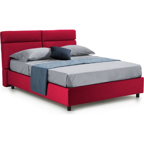 Letto Matrimoniale Alcatron, Letto Matrimoniale Sfoderabile, Contenitore Made in Italy, Dimensione Materasso 160x190 cm, Rosso