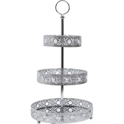 Plateau de Présentation "3 niveaux" 46cm Argent (1/3)