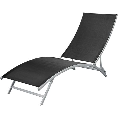 Chaise longue  Transat  Bain de soleil Acier et textilène Noir (1/5)