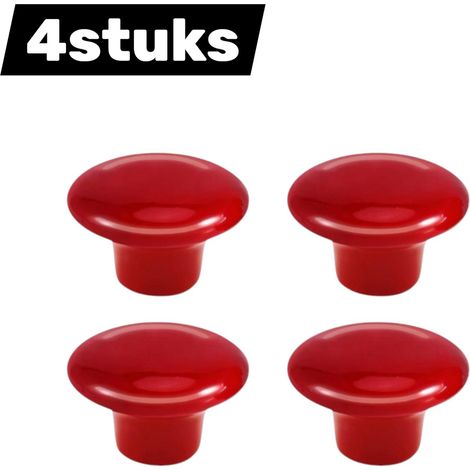 Lot de 4 poignées en céramique rondes style vintage, idéales pour commode, buffet, armoire ou porte de placard (y compris de cuisine), de la cuisine. Couleur : rouge. (1/5)