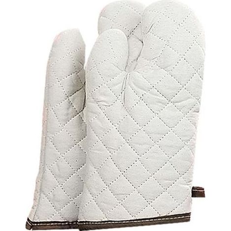 Guanti da forno TAISHENGDA, guanti da cucina, resistenti al calore, impermeabili e antiscivolo, guanti da forno per grigliare e maneggiare alimenti, fodera in cotone - 1 paio, bianco (taglia L 33x17,5 (1/5)