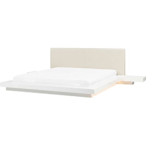 Cama LED de plataforma moderna con mesitas de noche blanco 180 x 200 cm Zen (1/5)