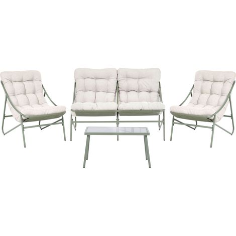 Lounge Set mit Tisch 4-Sitzer MOLVENO Metall Beige / Grün