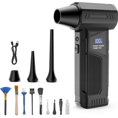 Souffleur Air Comprimé, 4 Vitesses Mini Souffleur sans Fil Puissant avec LED, Dépoussiéreur Electrique 130 000 tr/min, Souffleur Electrique pour PC,Clavier,Voiture,Feuilles,Neige, Barbecue (1/5)