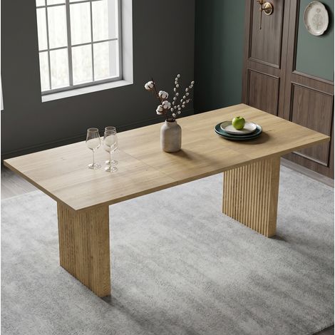 Ausziehbarer Esstisch 140/200 x 90 cm, 6–8 Personen, MDF, Eichenfarbe (1/5)