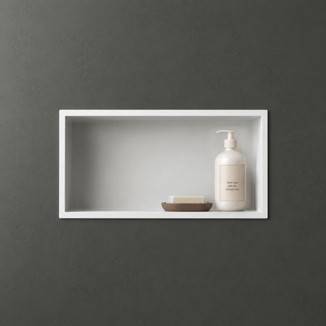 Mai & Mai Étagère Murale à Carreler 30x60x8,3cm Niche de Douche à Encastrer en Inox Blanche
