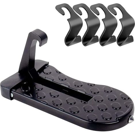 Pédale Porte Voiture Pliable, Pédale Crochet Porte, Alliage D'aluminium Marchepied Porte Toit Pliable, avec Marteau Sécurité, pour Voiture Camion Caravane SUV (Charge180 Kg) (1/4)