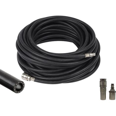 Tubo in gomma 10x19 con rinforzo per aria compressa 20 bar completo di raccordi - Lunghezza: 5 metri (1/2)