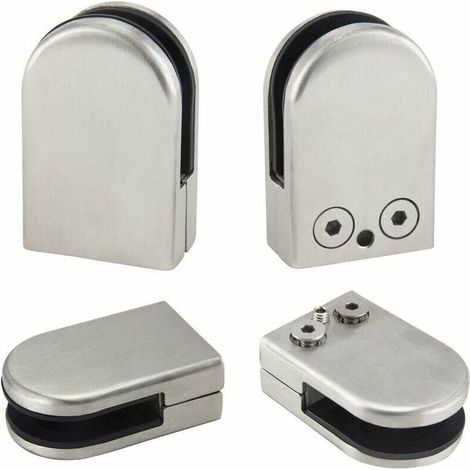 Pack Glass Clamp Bracket, 6-8 mm, Stainless Steel Glass Clamps, Adjustable Glass Brackets, Flat Back, Connecting Clamp Bracket for Balustrades, Stairs, Handrails, Windows, Silver MUMU (1/4)