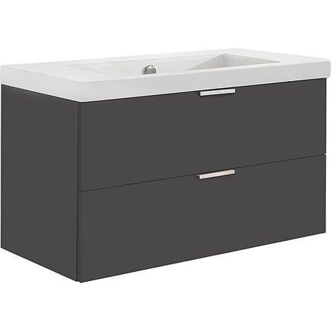Meuble sous-vasque + vasque en céramique EPIL anthracite mat 2 tiroirs 710x550x510mm (1/3)