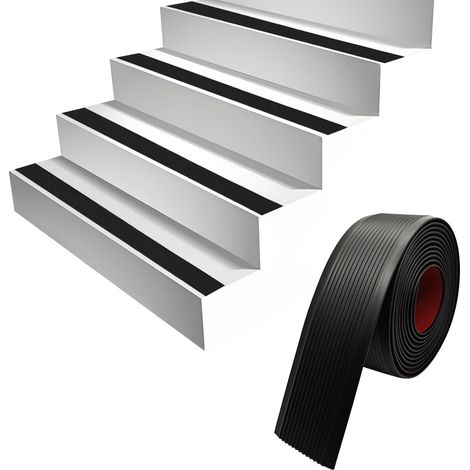 Bordure d'escalier,Bordures d'escalier autocollantes, Nez de marche en vinyle, Bordure d'escalier flexible pour l'extérieur et l'intérieur (1/5)
