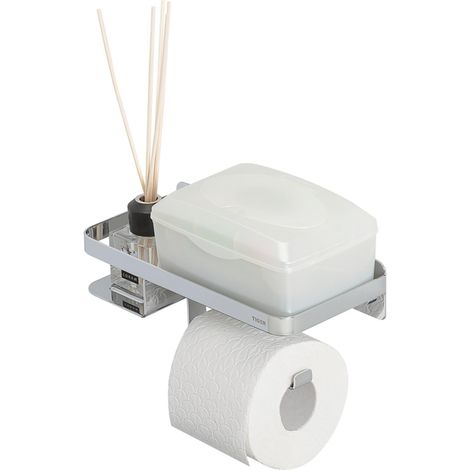 Tiger Caddy Porte-rouleau de papier toilette avec tablette Chrome