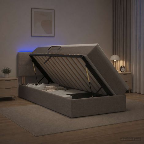 Cama de almacenamiento LED con colchón Topo 90 x 200 cm Tela (1/5)