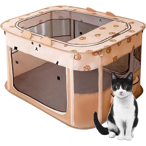 1 parc pour animal pliable, tissu oxford 300d, cage portable rectangulaire, intérieur extérieur voyage camping
