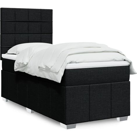 Boxspringbett mit Matratze Schwarz 100x200 cm Stoff