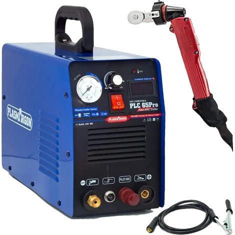 Coupe-plasma, Tension d'entrée 110V/220V, Courant de soudage 10-65 Ampères, Épaisseur de coupe 1-18mm, Cycle de service 60%, Facteur de puissance 0,93 (1/5)