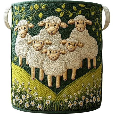 Panier à linge mouton avec poignée - Pliable à motif mouton (1/5)