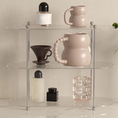 Étagère de rangement originale en acrylique de style nordique, organisateur de table décoratif à plusieurs niveaux pour le salon et la maison. (1/5)