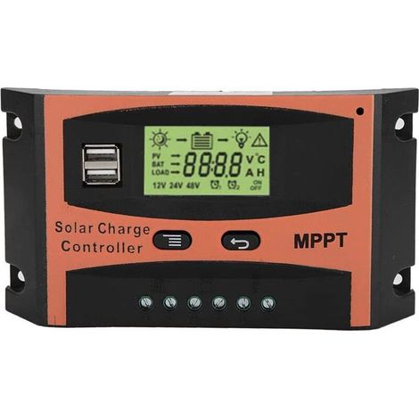 Tigrezy Contrôleur de charge solaire régulateur de batterie de panneau solaire 12V/24V avec écran LCD, protection contre les surcharges pour la maison, l'industrie, le commercial, 60A(60A) (1/5)