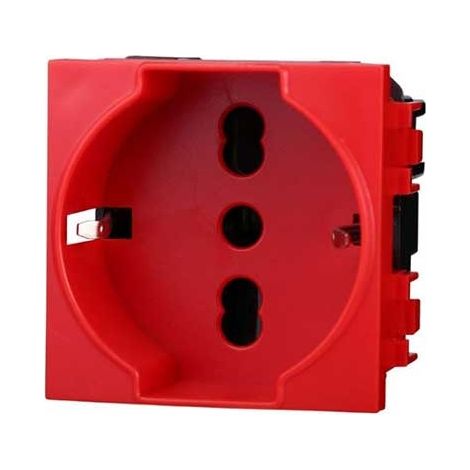 Prises Schuko compatible Bticino Livinglight 2P+T 10/16A 250V couleur rouge