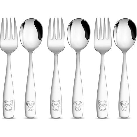 Kinderbesteck Set 6-teilig Edelstahl mit Tiermotiven, spülmaschinenfest (1/5)