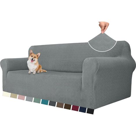 1 Housse Canapé Extensible, Tissu Polyester Spandex, Antidérapante Avec Ancrages Mousse, Protection Griffures, Salon (1/5)