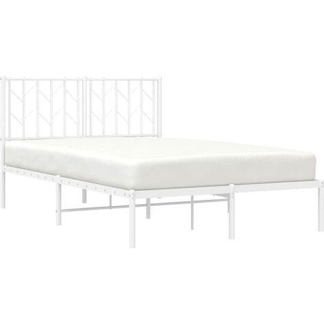 Metal Bed Frame without Mattress with Headboard White 120x200cm vidaXL (1/4)