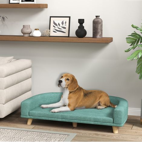 Hundesofa 98x67x25 cm aus grünem Polyester mit abnehmbarem Kissen – MEUBLIV (1/5)