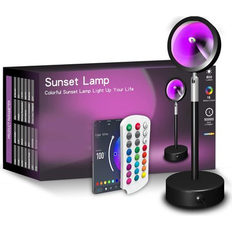 Lampe Sunset RGB Tuya Smart, Projecteur Lumière de Nuit Bluetooth sans Fil, Éclairage d'Ambiance pour Décor, Contrôle à Distance via App Smart Life, Idéal pour Fond et Atmosphère (1/4)