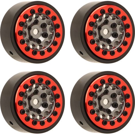 Quatre moyeux de roue lestés télécommandés, 12 alésages ronds, adaptés aux roues en alliage de titane rouge FMS 1/24 FCX24. (1/5)