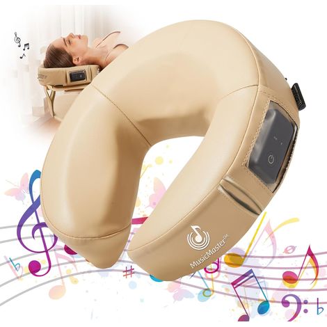Musique maître croissant rond haute fidélité son visage berceau coussin-Bluetooth massage oreiller-musique appui-tête coussin pad cou musical,kaki