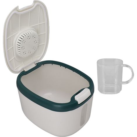 Boîte à riz hermétique, anti-insectes et inodore avec fenêtre transparente pour céréales, sucre et farine, format M, verte (10 kg/22 lb)