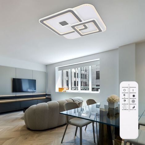 Plafonnier plafonnier lampe d'intérieur smart home dimmable avec fonction mémoire, veilleuse, télécommande, couleurs réglables, 1x LED 1x 50 watt 2900 lm, LxlxH 50x50x60 cm