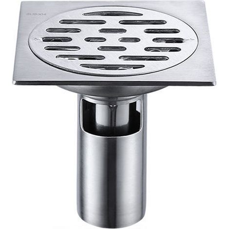 RGE BDD Siphon de sol de douche carré en acier inoxydable déodorant carré siphon de sol de salle de bain grande taille 1010cm (1/5)