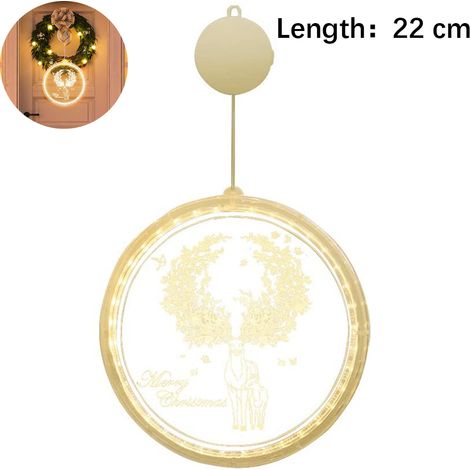 Guirlande Lumineuse De Noël - Veilleuse Acrylique LED 3D Pour Fenêtre - Motif Cloche Bonhomme De Neige Renne - 16x16 cm Et 22x22 cm - 1 Pièce (1/5)