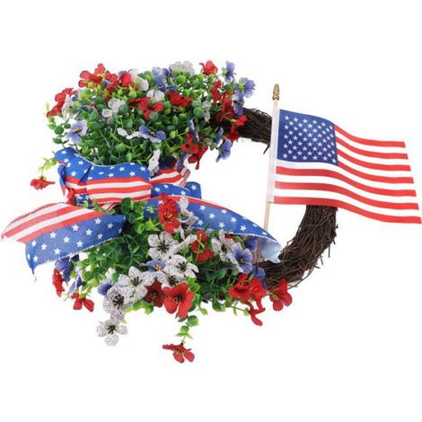 Couronne de porte - Ulisem - Fleurs rouges, blanches et bleues - Fête de l'indépendance - Polypropylène (1/5)