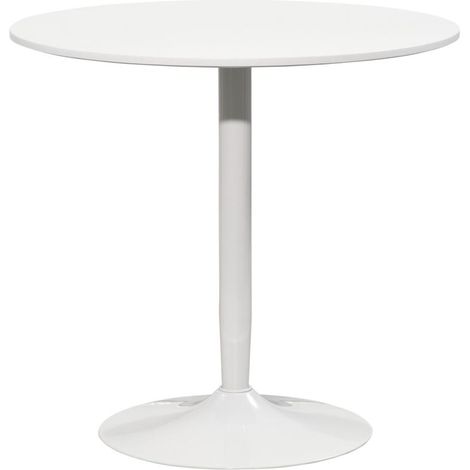 Table à manger pour 2 personnes, plateau rond Ø80 cm, MDF et acier, antidérapant, blanc, hauteur 75 cm, avec plateau stable pour une stabilité optimale.