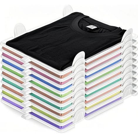 Lot de 10 organiseurs de tshirts, organisateurs de garderobe, organiseurs de chemises, organiseur de penderie empilable pour armoire, tiroirs, tshirts, chemises (1/5)
