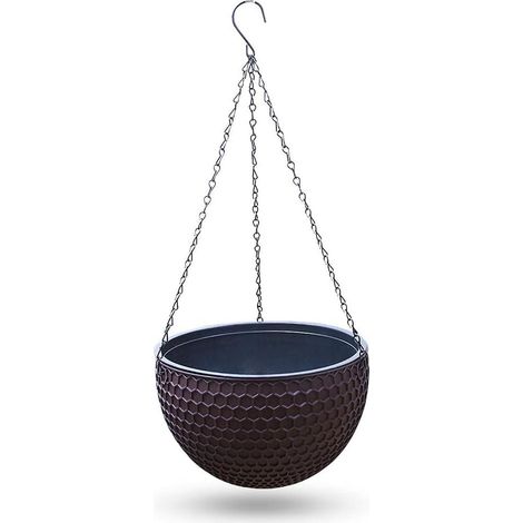 Jardinière suspendue JTLB, panier suspendu, pot de fleurs rond en plastique, texture alvéolée (1/5)